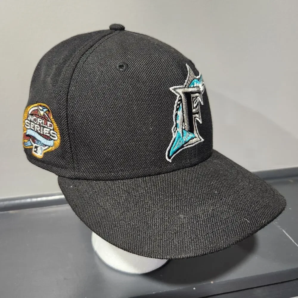 VTG Florida Marlins New Era 59Fifty Mens 7 World Series 2003 Cooperstown Hat Cap